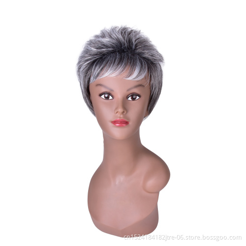 short grey machine made synthetic wig